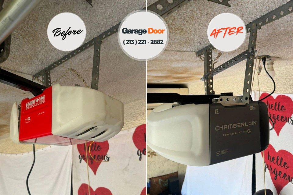 Before and after: garage door repair Belle Plaine, IA